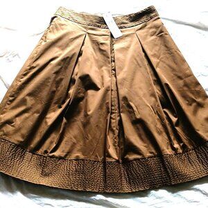 NEW ANN TAYLOR GOLDEN BROWN COTTON BLEND LINED SKIRT, SZ 4/6, NWT